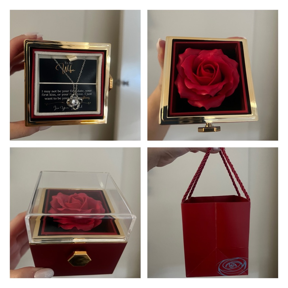 Forever rose with silver necklace new